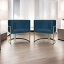 Ver imagem 2 de Kit 2 Poltronas Decorativa Recepção Luna Suede Cores Base de Ferro Champagne