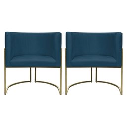 Kit 2 Poltronas Decorativa Recepção Luna Suede Cores Base de Ferro Champagne - 1
