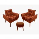 Ver imagem 1 de Kit C-02 Poltronas Opala + 01 Puff Redondo Danny Suede Terracota