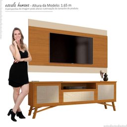 Rack Com Painel 1.8 Com Rattan TV 58 Pol Dante EAX Móveis Cedro - 2