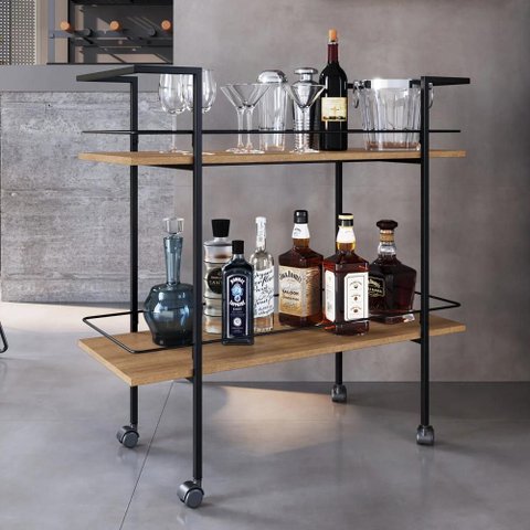Carrinho Bar Industrial 2 Prateleiras 90cm Artho Mel Z54 - Mpozenato