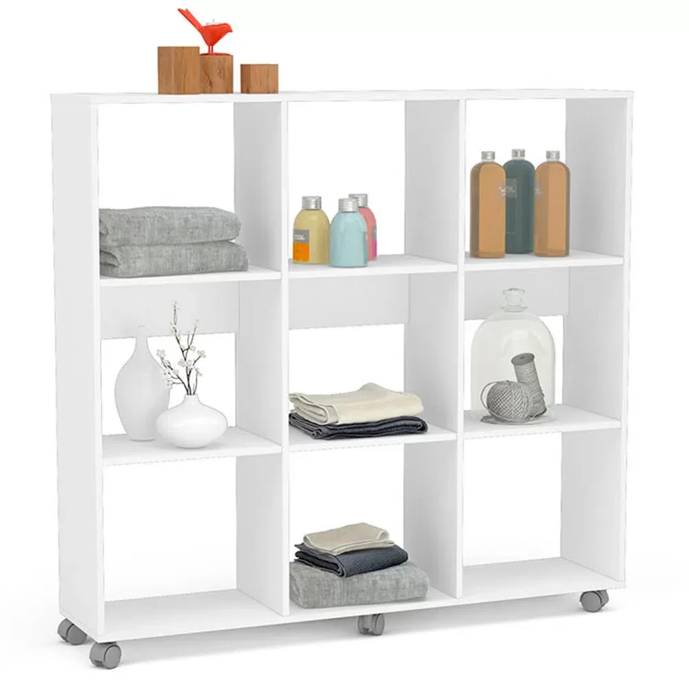 BALCÃO COLMEIA 9 NICHOS COM RODÍZIO LOJA LIVROS INFANTIL MDF - 4