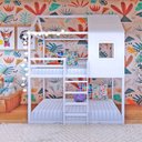 Ver imagem 4 de Beliche Infantil Casinha Janelinha Branco/Acetinado