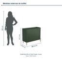 Ver imagem 3 de Buffet Bend 99 cm Porta Frisada Incolar Musgo com Pé Dourado