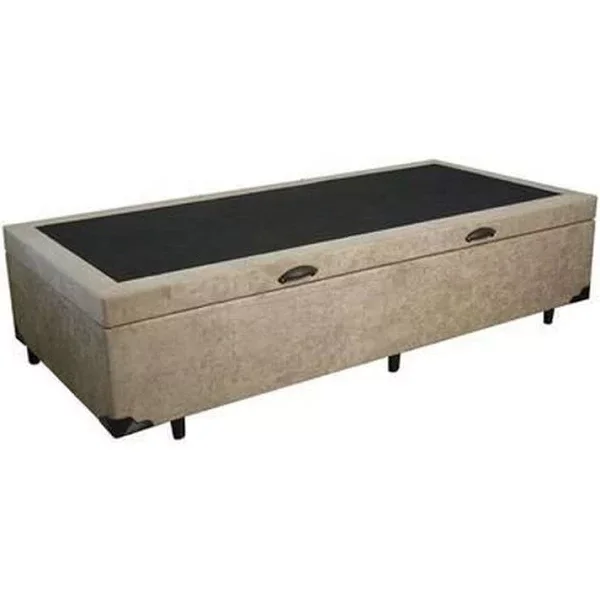 Cama Box Baú Solteirao King Suede Bege com 203x96x44cm