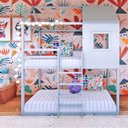 Ver imagem 5 de Beliche Infantil Casinha Janelinha Cinza/Prata Fina