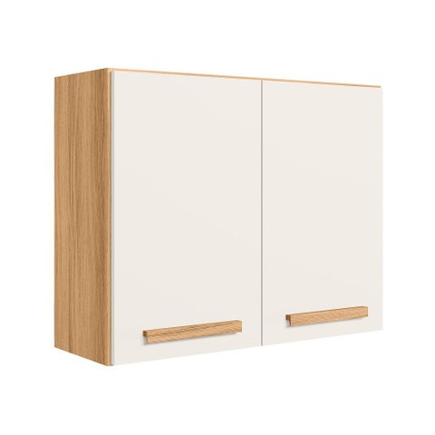 Armário Aereo 2 Portas 80cm Intenza Freijo/Off White Cristal - Ssx Multicoisas