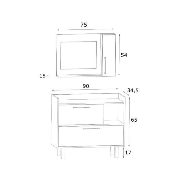 Conjunto de Gabinete e Espelheira para Banheiro  - 3