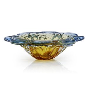 Centro de Mesa Cristal Murano Azul e Âmbar São Marcos 30cm