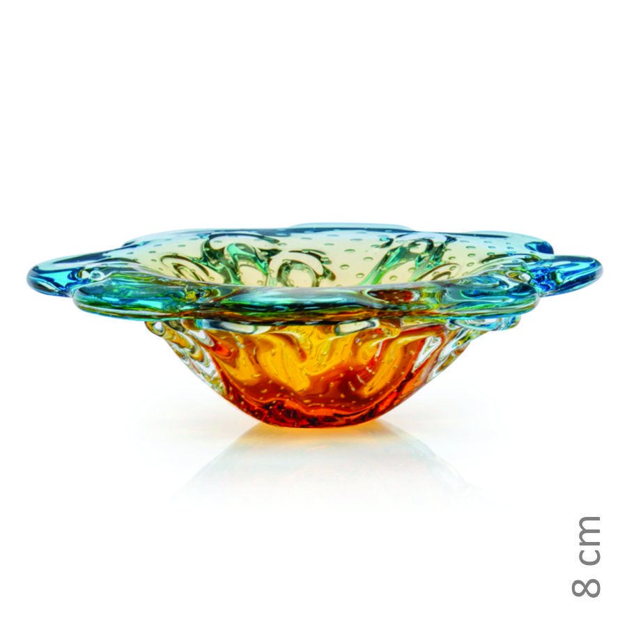 Centro de Mesa Cristal Murano Azul e Âmbar São Marcos 30cm - 2