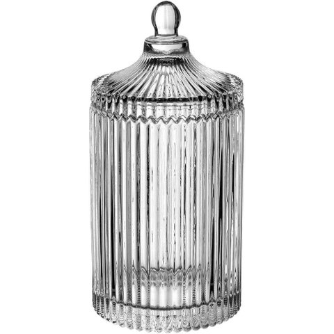 Potiche Decorativo Bomboniere Redondo Home&co com Tampa Vidro 23x10x10cm Transparente