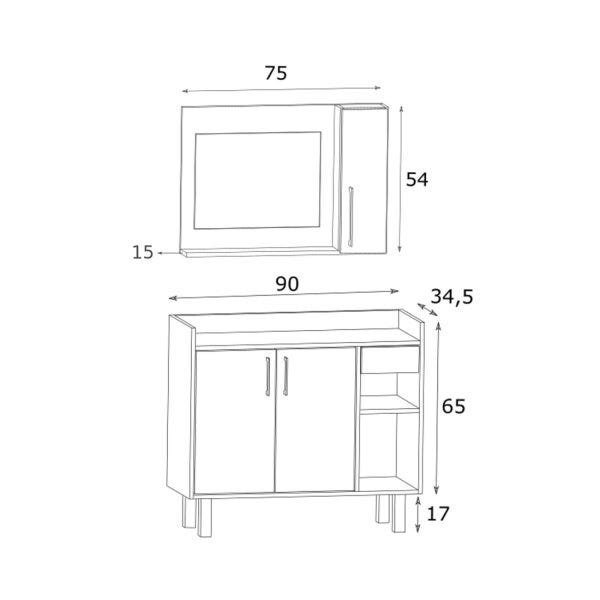 Conjunto de Gabinete e Espelheira para Banheiro  - 3