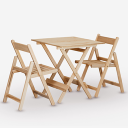 Conjunto de Mesa 70x70 Tampo Liso 2 Cadeiras Davos Dobrável Eucalipto sem Pintura Marcenaria Real - 1