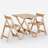 Conjunto de Mesa 70x70 Tampo Liso 2 Cadeiras Davos Dobrável Eucalipto sem Pintura Marcenaria Real - 1