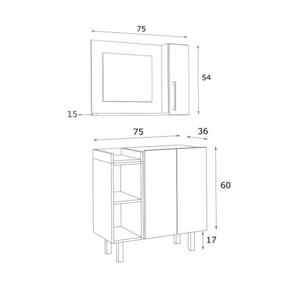 Conjunto de Gabinete e Espelheira para Banheiro  - 3