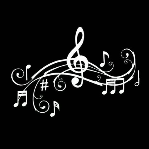 Adesivo Decorativo Notas Musicais Parede Quarto Sala Clave:branco