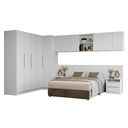 Ver imagem 4 de Quarto Completo Casal de Canto 580 Cm com Mesa de Cabeceira Branco Neo Madesa