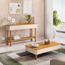 Ver imagem 1 de Kit Aparador para Sala Fontana com Mesa de Centro Ceci Orgânico B01 Off White Cinamomo - Lyam Decor