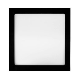 Plafon Painel Led Sobrepor Quadrado Preto 18w 3000k Luz Quente Decoração - 1