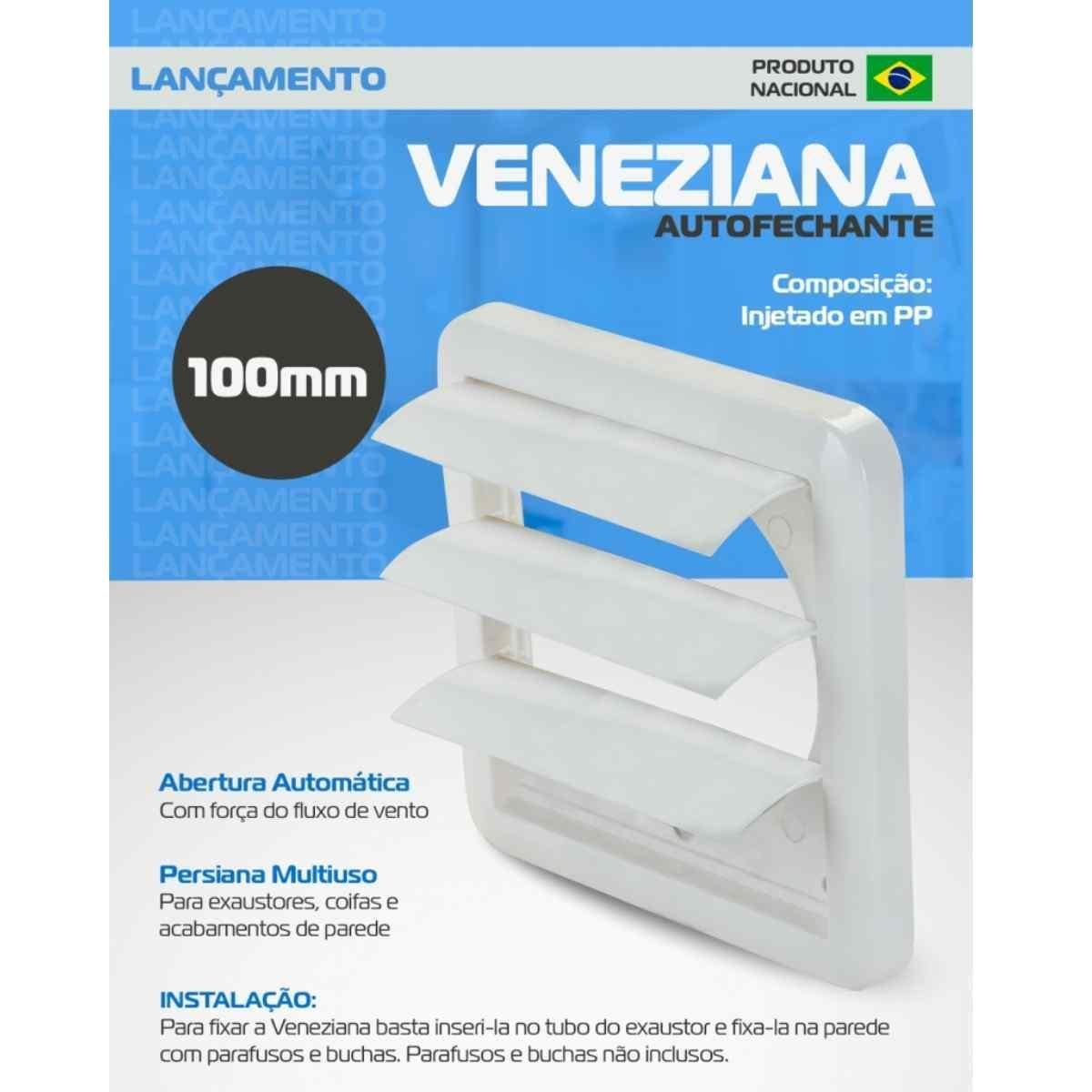 Kit Exaustor Banheiro + Veneziana Grade Autofechante 110mm - 5