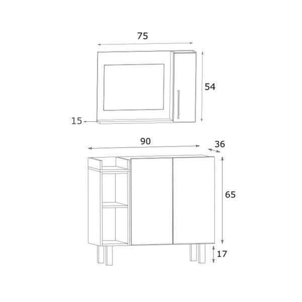 Conjunto de Gabinete e Espelheira para Banheiro  - 3