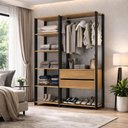 Ver imagem 1 de Guarda-roupa Closet Modulado Arizona 2 Gavetas 135cm Multimóveis Mp4783 Preto/madeirado