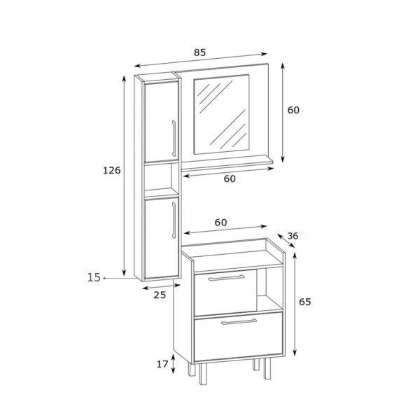 Conjunto de Gabinete e Espelheira para Banheiro  - 3