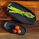Ver imagem 6 de Travessa Rasa Oval 16,5x8cm Orgânico Preto Matte Comida Japonesa Cerâmica Porto Brasil