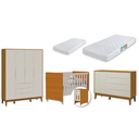 Ver imagem 2 de Quarto de Bebê Berço Evolution + Guarda Roupa 4P + Cômoda Sp Elfe Areia / Savana 02 Colchão
