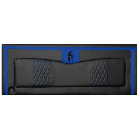 Kit Quarto Gamer Baú e Painel Fighter Usb 90 Cama Solteiro:preto e Azul