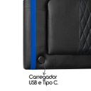 Ver imagem 2 de Kit Quarto Gamer Baú e Painel Fighter Usb 90 Cama Solteiro:preto e Azul