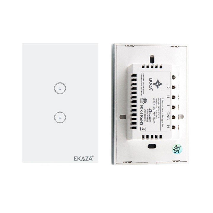 Ekaza Interruptor Inteligente Wi-fi Painel De Toque 2 Botões Branco - 5