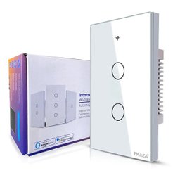 Ekaza Interruptor Inteligente Wi-fi Painel De Toque 2 Botões Branco - 1