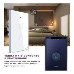 Ekaza Interruptor Inteligente Wi-fi Painel De Toque 2 Botões Branco - 8