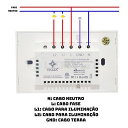 Ekaza Interruptor Inteligente Wi-fi Painel De Toque 2 Botões Branco - 6