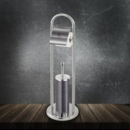 Escova Sanitária e Suporte Porta Papel Higiênico Inox Banheiro Lavabo Limpeza Vaso Sanitário Privada - 3