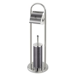 Escova Sanitária e Suporte Porta Papel Higiênico Inox Banheiro Lavabo Limpeza Vaso Sanitário Privada - 1