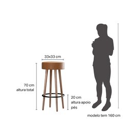 Kit 2 Banquetas Alta para Cozinha Redonda 70cm Berlin Amarula - Salaone Decor - 6