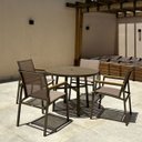 Ver imagem 2 de Jogo de Jantar Externo Verona Alumínio 4 Cadeiras Tela Sling e Madeira