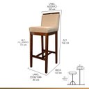 Ver imagem 3 de Kit 5 Banquetas Alta para Bancada Gourmet Líbia Madeira Capuccino Suede Bege CCS