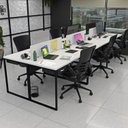 Ver imagem 1 de Estação Trabalho Mesa Industrial 6 Lugares Gavetas Netmobil - Branco