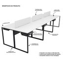 Ver imagem 5 de Estação Trabalho Mesa Industrial 6 Lugares Gavetas Netmobil - Branco