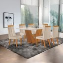 Ver imagem 1 de Conjunto de Jantar Mesa Maia Tampo MDF e Vidro com 6 Cadeiras Florença Bege/Castanho Cinamomo/Creme/Off White