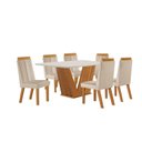 Ver imagem 2 de Conjunto de Jantar Mesa Maia Tampo MDF e Vidro com 6 Cadeiras Florença Bege/Castanho Cinamomo/Creme/Off White