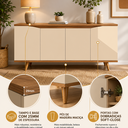 Ver imagem 5 de Buffet 160cm 4 Portas Pés em Madeira Maciça Grace Versátile Bege/Off White/Noce