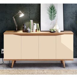 Buffet 160cm 4 Portas Pés em Madeira Maciça Grace Versátile  - 1