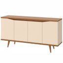 Ver imagem 2 de Buffet 160cm 4 Portas Pés em Madeira Maciça Grace Versátile Bege/Off White/Noce