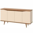 Ver imagem 2 de Buffet 160cm 4 Portas Pés em Madeira Maciça Grace Versátile Bege/Off White/Noce