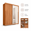 Ver imagem 3 de Guarda Roupa Solteiro 2 Portas de Correr com Espelho 3 Gavetas Moviment 1.8 Lux Flex Caemmun