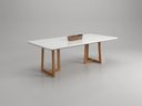 Ver imagem 2 de Mesa Londrina 200cm c/Vidro para Sala de Jantar Cinamomo/Off White